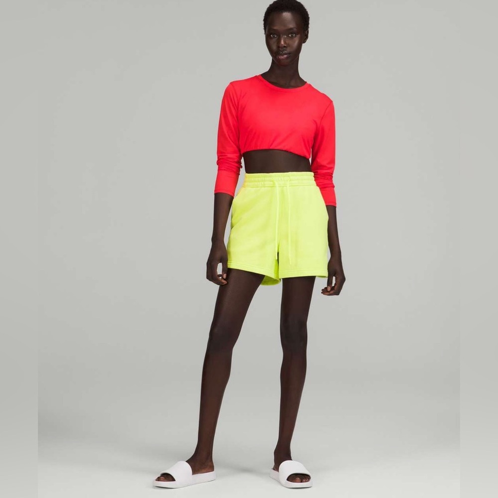 Lululemon Loungeful High-Rise Shorts – 4” | Neon Yellow | Size 16